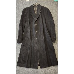 Jones New York Coat Mens 48L Black Wool Single Breasted Long Dress Overcoat